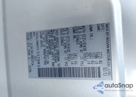 2015 Infiniti Qx60 from USA, damaged, VIN 5N1AL0MN2FC517983